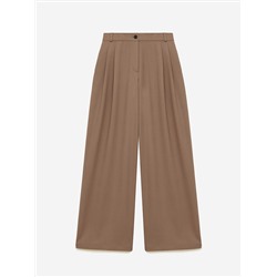 Брюки широкие с защипами, светлый хаки