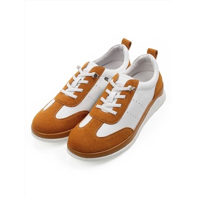 03-YA486-2 WHITE/SAND Кроссовки женские (натуральная кожа, натуральная замша)