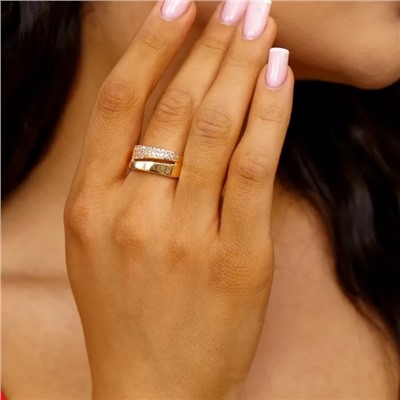 Кольцо 17 р ювелирная бижутерия коллекция "Дубай", покрытие позолота, вставка: фианит, цвет: прозрачный, арт.414.073-17