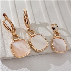 Комплект ювелирной бижутерии коллекция "Дубай" серьги и кулон, покрытие позолота, вставка: перламутр, арт.414.755