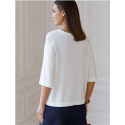 Свободный джемпер с рукавом 3/4 тонкой вязки из вискозы