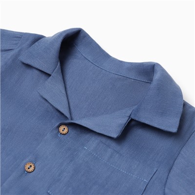 Рубашка для мальчика Крошка Я Linen, р. 86-92, синий