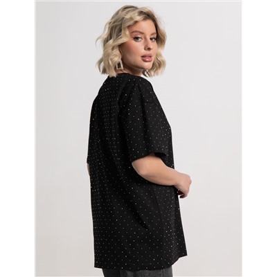 Футболка Ия (черная/стразы) Б15236-4М