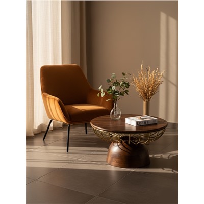 Столик журнальный «Фундук», 76×76×42 см, дерево, железо