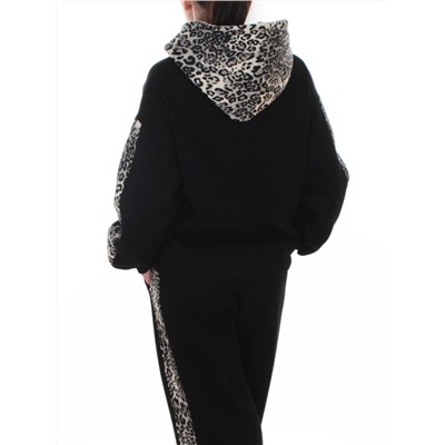 008 BLACK/LEOPARD Костюм спортивный зимний женский (95% хлопок, 5% полиэстер)