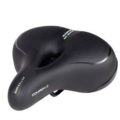 Седло велосипедное комфортное COMIRON TOKYO C012 265x220, Технологии: ED, MEMORY FOAM, Верх: PU с пресс. принтом, Цвет: Чёрный+:Желтый/ АКЦИЯ /уп 20/