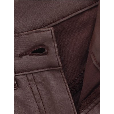 Брюки зауженные из эластичного хлопка с покрытием под кожу