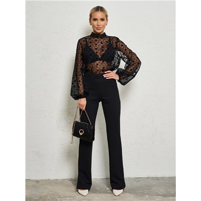 Брюки чёрные трикотажные с разрезами