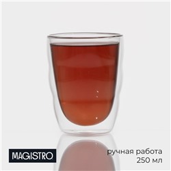 Стакан с двойными стенками Magistro «Поль Волна», 250 мл, стекло, прозрачный