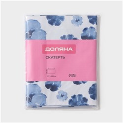 Скатерть на стол Доляна «Фиалки», 137×180 см, сине-белая