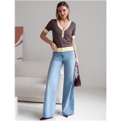 Джемпер с V-вырезом с коротким рукавом из вискозы