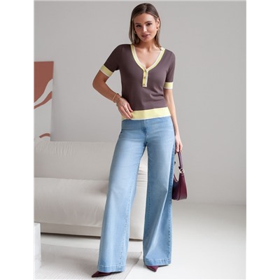 Джемпер с V-вырезом с коротким рукавом из вискозы