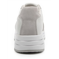03-A1020-9 WHITE/GRAY Кроссовки женские (натуральная кожа, натуральная замша)