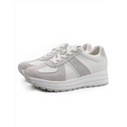 03-A1020-9 WHITE/GRAY Кроссовки женские (натуральная кожа, натуральная замша)