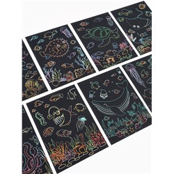 Гравюра блокнот "Морские жители", 9 листов, штихель