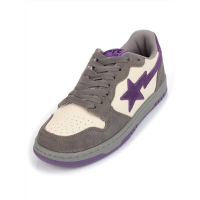 05-717-13 DARKGRAY/PURPLE Кроссовки женские (натуральная замша, натуральная кожа)