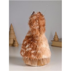 Интерьерная кукла текстильная «Девочка в меховой накидке, в шапке с рожками», 7×7×19 см