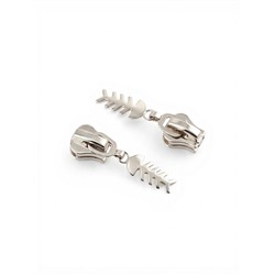 Бегунок для молнии «Трактор», №8, «Рыба», 10 шт., цвет никель