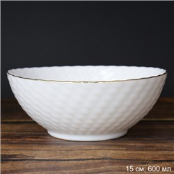 Салатник 600 мл 150 мм ЗОЛОТО белый фактурный  WVW60Q (WHITE GOLD) (уп 48)