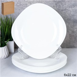 Набор тарелок квадратных 6 штук 220 мм / KWD85 (white ) /уп 12/