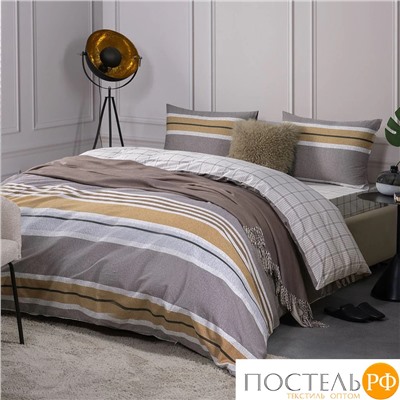 PRIME PRIVE ТОРГЕР КПБ 145х215-1/180х220-1/50х70-2, 4 пр., хл./сатин серый