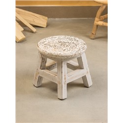 Табурет, 25×25×24 см, дерево албезия, белый