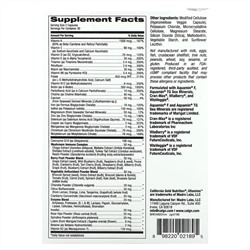 California Gold Nutrition, Ultamins, мультивитаминный комплекс для женщин с коэнзимом Q10, грибами, ферментами, овощами и ягодами, 60 растительных капсул
