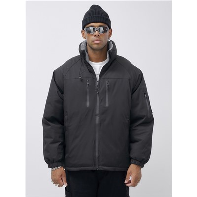 Куртка двухсторонняя мужская молодежная зимняя черного цвета 25308Ch