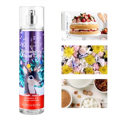 Парфюмированный спрей для тела Victoria's fleur, 236 мл. STRAWBERRY POUND CAKE (Клубничный кекс)