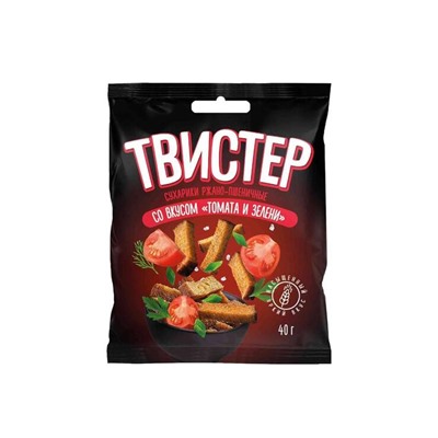 Сухарики со вкусом томата и зелени, 40 г