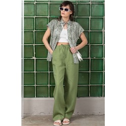 Брюки изо льна с карманами