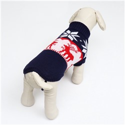 Свитер «Бегущие олени», 2XL (ДС 41, ОШ 41, ОГ 36-60 см), синий