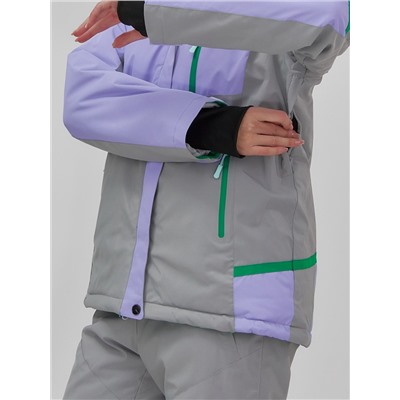 Горнолыжная куртка женская зимняя сиреневого цвета 7092Sn