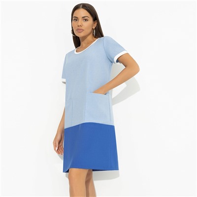 Платье с накладными карманами, Утонченность с характером (голубое)