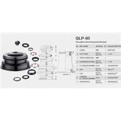 Рулевая колонка MIXIEER QLP-60 размер 1-1/8"x44x55/40мм безрезьбовая, полуинтегрированная под конусный шток, пром подшипник /уп 100/