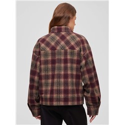 Бомбер из шерсти в клетку, коричневый