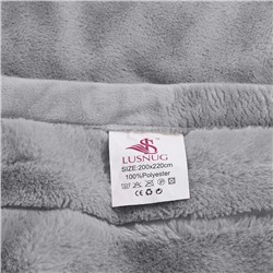 Плед пушистый Lusnug теплый мягкий Серый 2019-C16 200x220