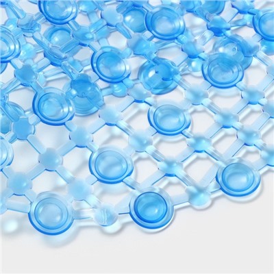 Коврик противоскользящий в ванну на присосках Доляна «Капли воды», 36×65 см, синий