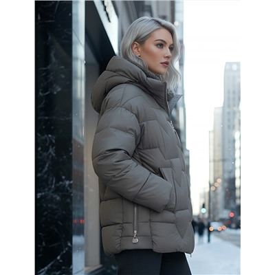 Куртка зимняя женская из овчина стильная и модная коричневого цвета 7309K