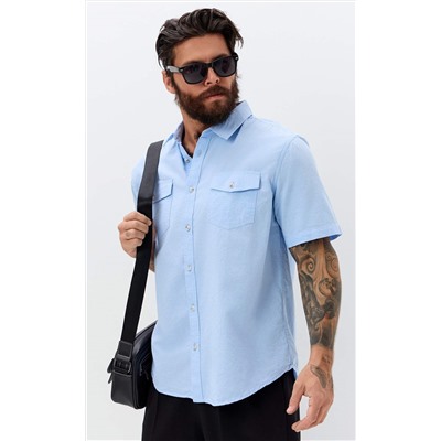 Рубашка к/р лен F611-0482 pale blue