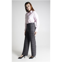 Женские брюки весна-осень Трубы костюмные сине-коричневая клетка