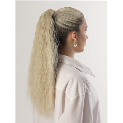 Хвост накладной, волнистый волос, на резинке, 60 см, 100 г, холодный блонд(#SHT88 В)