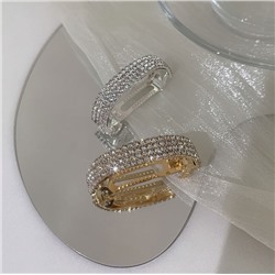 Круглая заколка-автомат для хвоста со стразами, 5 см.