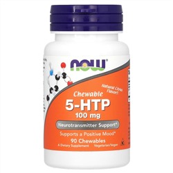 NOW Foods, 5-гидрокситриптофан, натуральный цитрусовый вкус, 100 мг, 90 жевательных таблеток