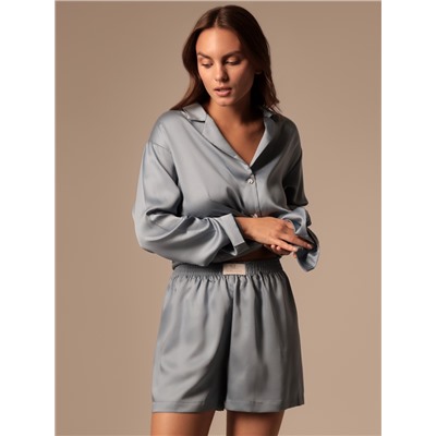 Пижама женская (рубашка, шорты) SL HOME Tensel Home, голубая