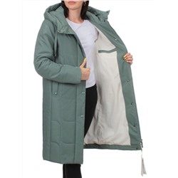 1133 GRAY/GREEN Пальто зимнее облегченное женское (холлофайбер 150 гр.)