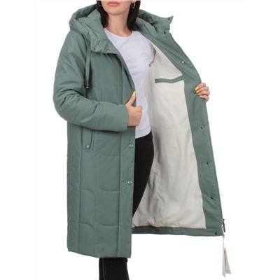 1133 GRAY/GREEN Пальто зимнее облегченное женское (холлофайбер 150 гр.)