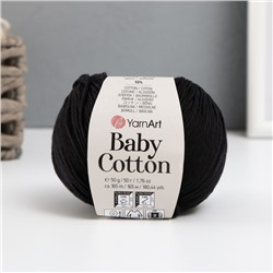 Пряжа для вязания спицами, крючком YarnArt, Baby cotton, 50% акрил, 50% хлопок, 165 м/50 г, (460 чёрный)