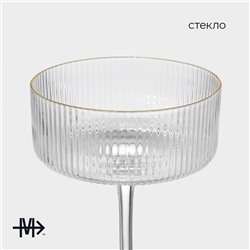 Бокал для шампанского Magistro «Орион», 300 мл, 10.5×14 см, стекло, с золотой отводкой, прозрачный