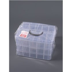 Органайзер для хранения мелочей, 10 ячеек, 24.5×16.5×18 см, с ручкой, прозрачный